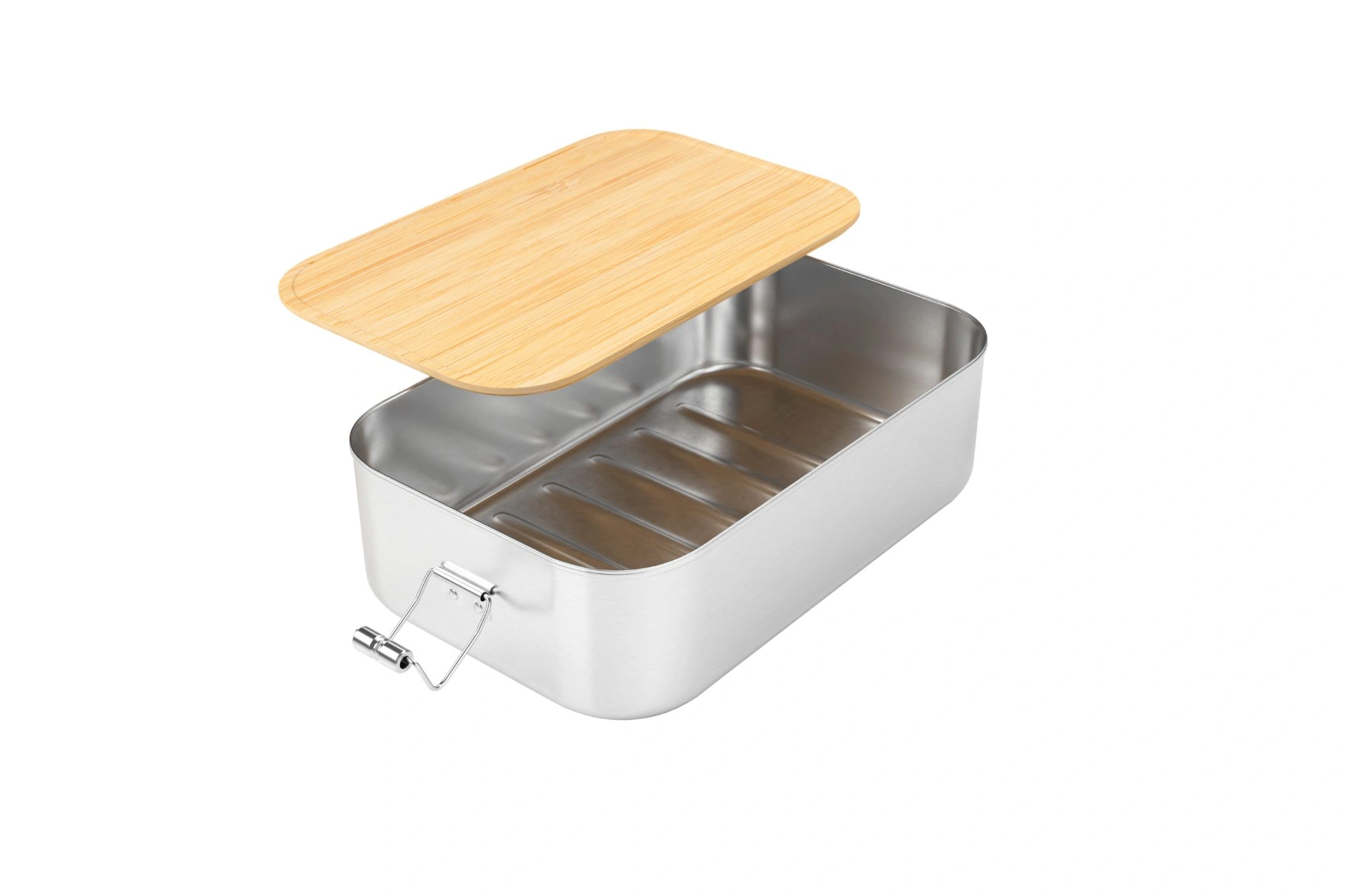 Große, geöffnete Edelstahl-Lunchbox
