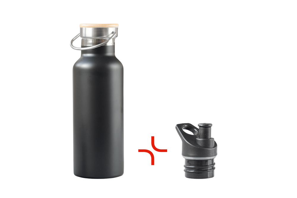 Trinkflasche aus Edelstahl mit Bambusdeckel