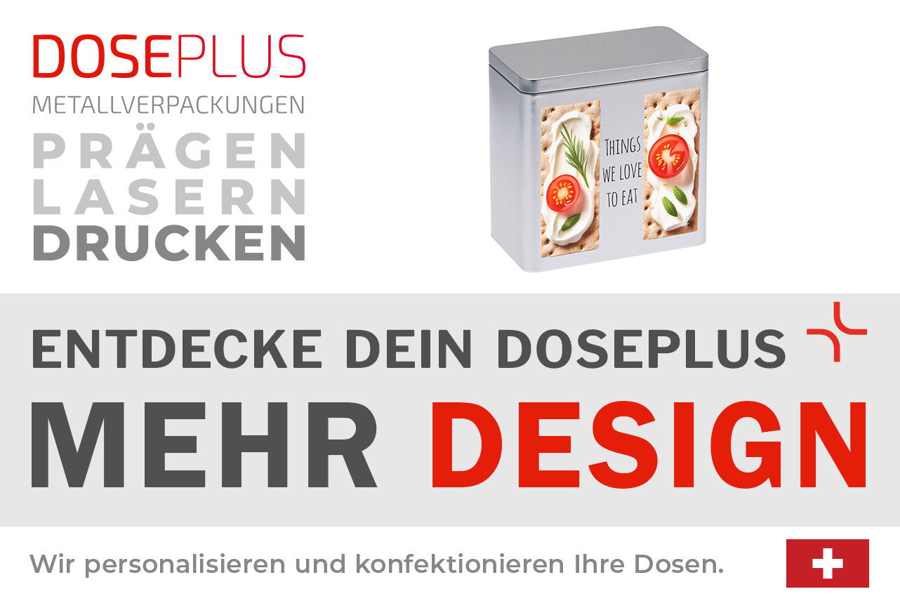 Knäckebrotdose aus Metall DSE 10.20 – Banner: Entdecke dein Doseplus – Mehr Design. Stilvolle, modern gestaltbare Vorratsdose aus robustem Metall.
