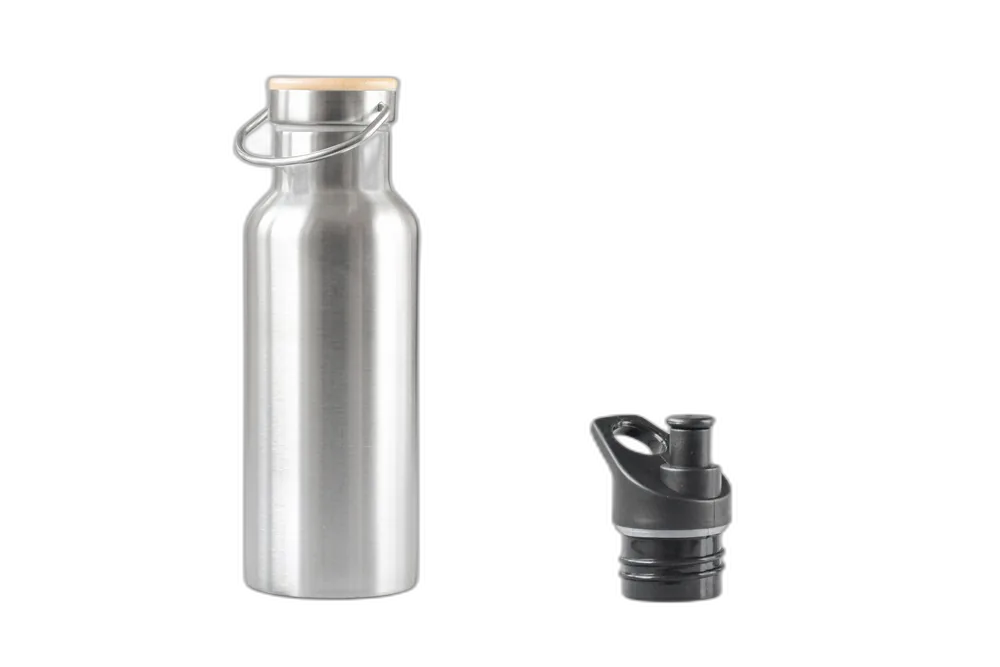 Trinkflasche aus Edelstahl mit Bambusdeckel