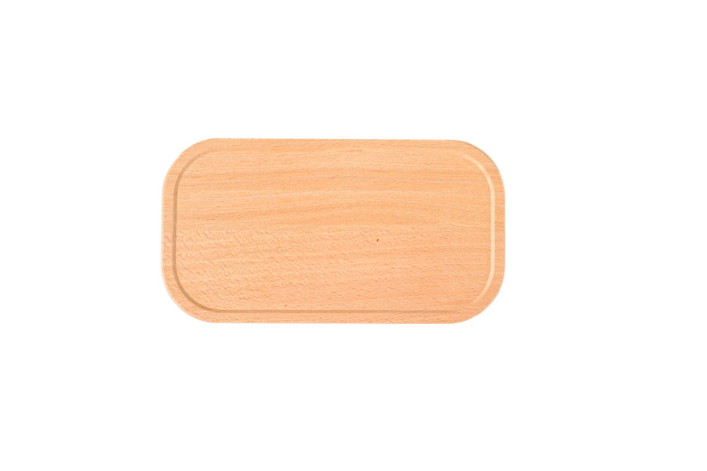 Obenansicht Holzdeckel aus Buche – Ersatzdeckel für Lunchbox, rechteckige Form.