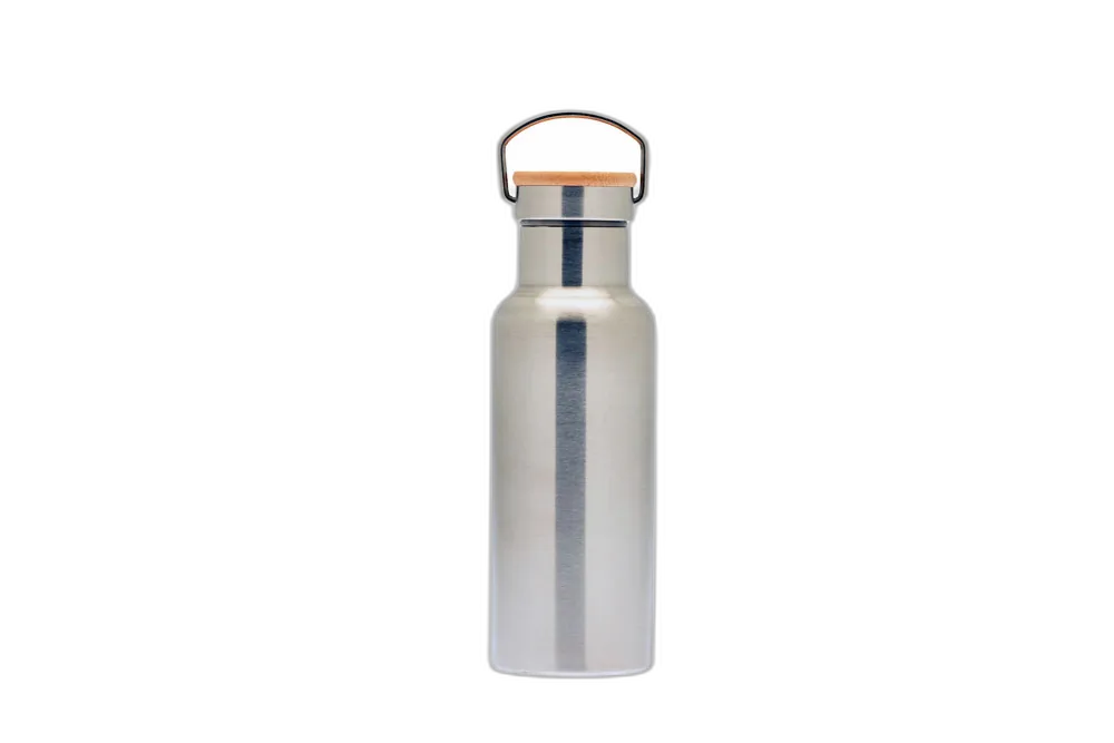 Trinkflasche aus Edelstahl mit Bambusdeckel