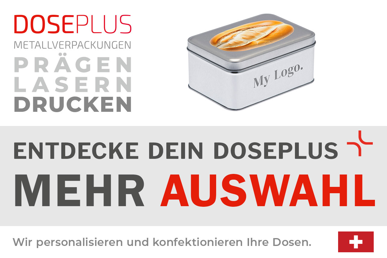 Eckige Blechdose Doseplus DSE 125.87 – Banner: Entdecke dein Doseplus, mehr Auswahl. Hochwertige Metallverpackung für Produkte, Geschenke oder Vorräte.