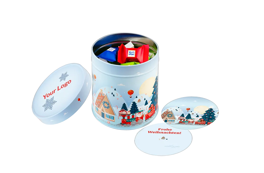 Weihnachtsdosen "Schneeexpress" mit Befüllung