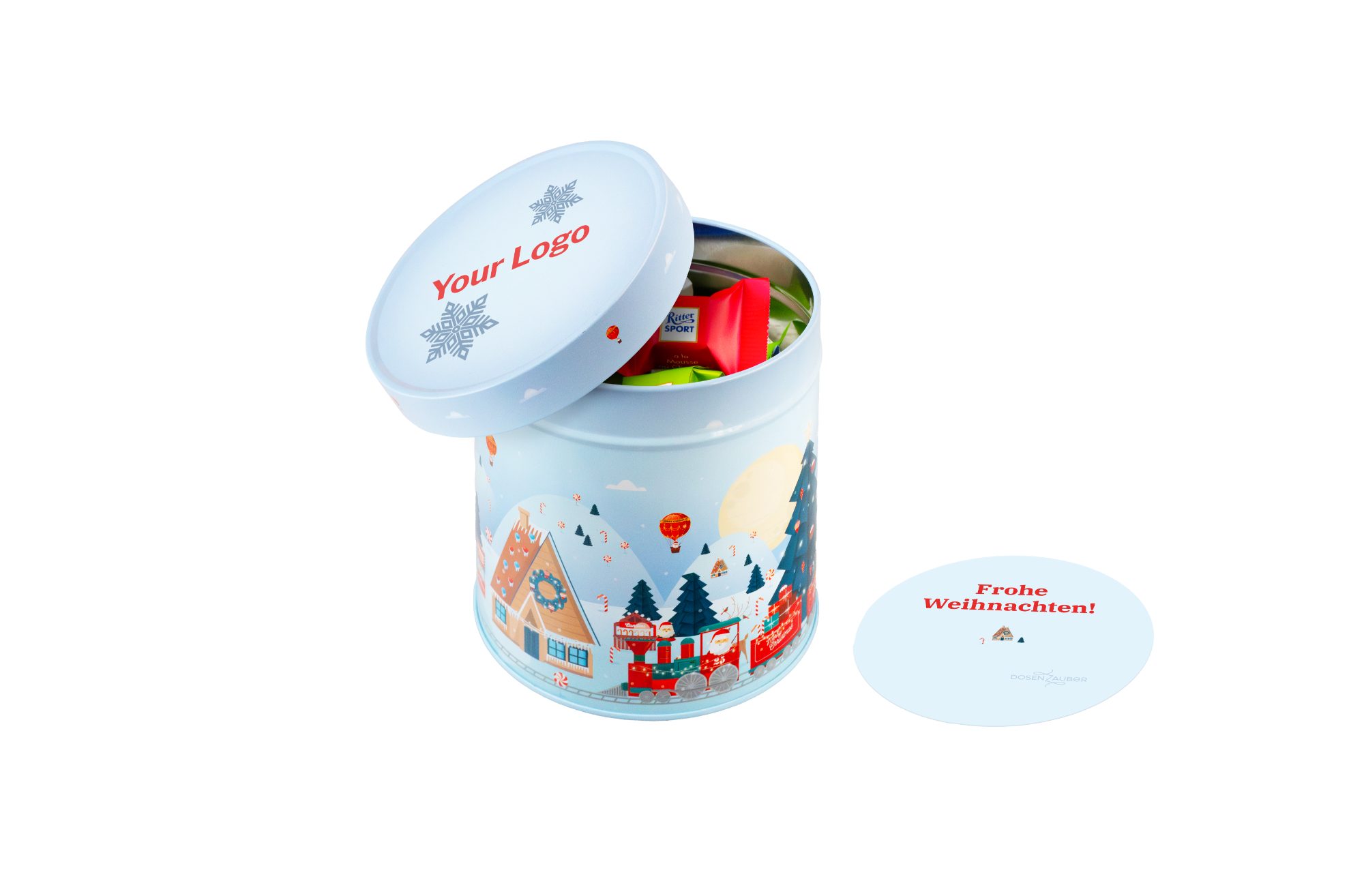 Weihnachtsdosen "Schneeexpress" mit Befüllung